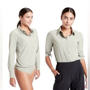 Athleta Long Sleeve Button Up Bodysuit